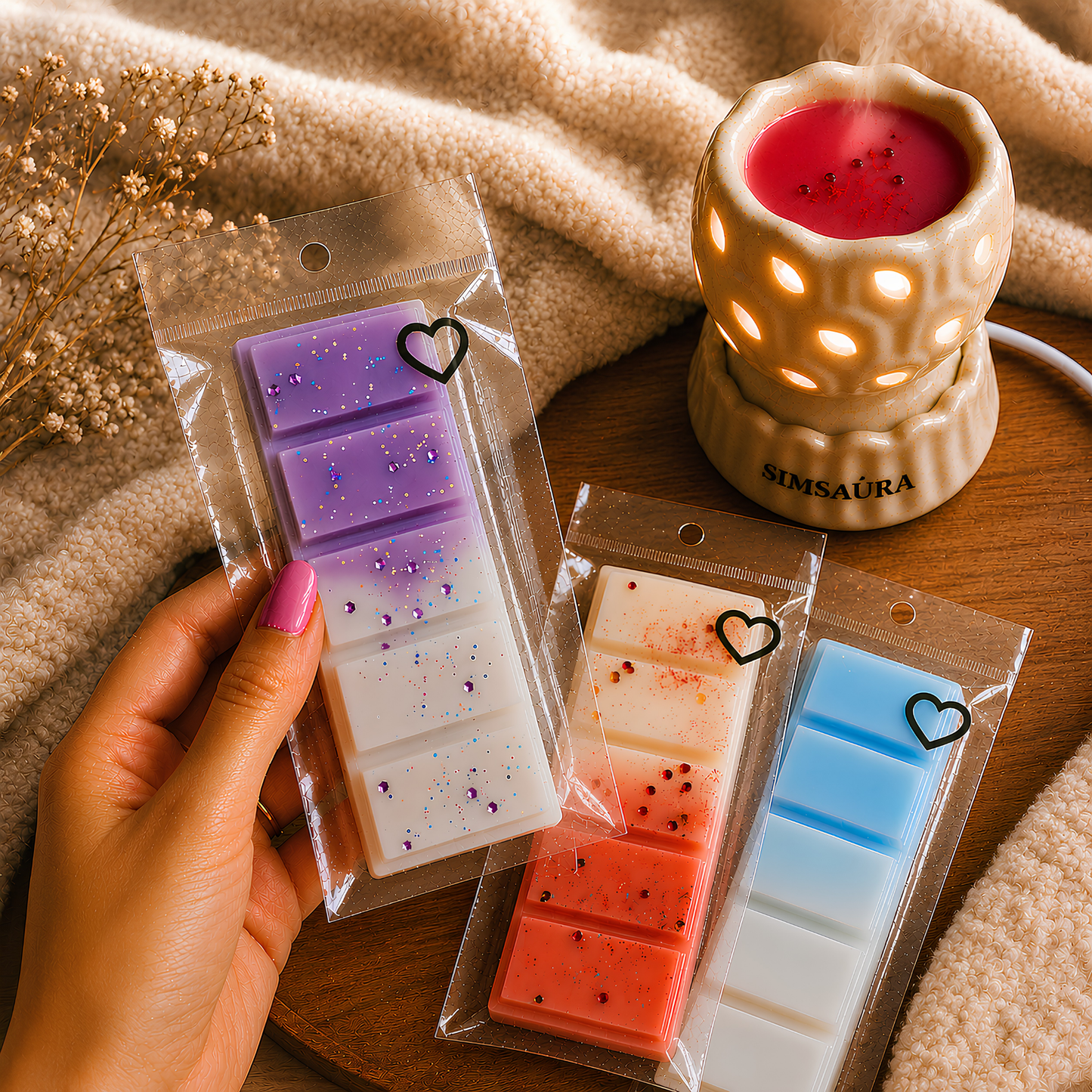 Electric Fragrance Burner Gift Set with Premium Soy Wax Melts | Home Fragrance Diffuser | Long Lasting Aroma for Home | SIMSAURA