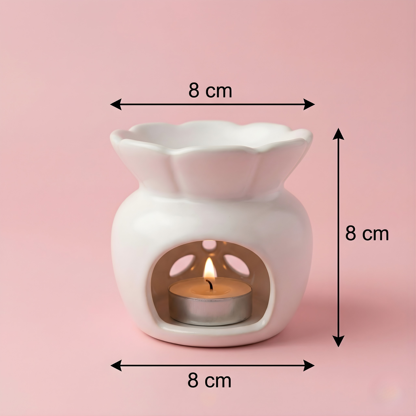 Ivory Bloom Wax Melt Burner – Ceramic Tealight Warmer