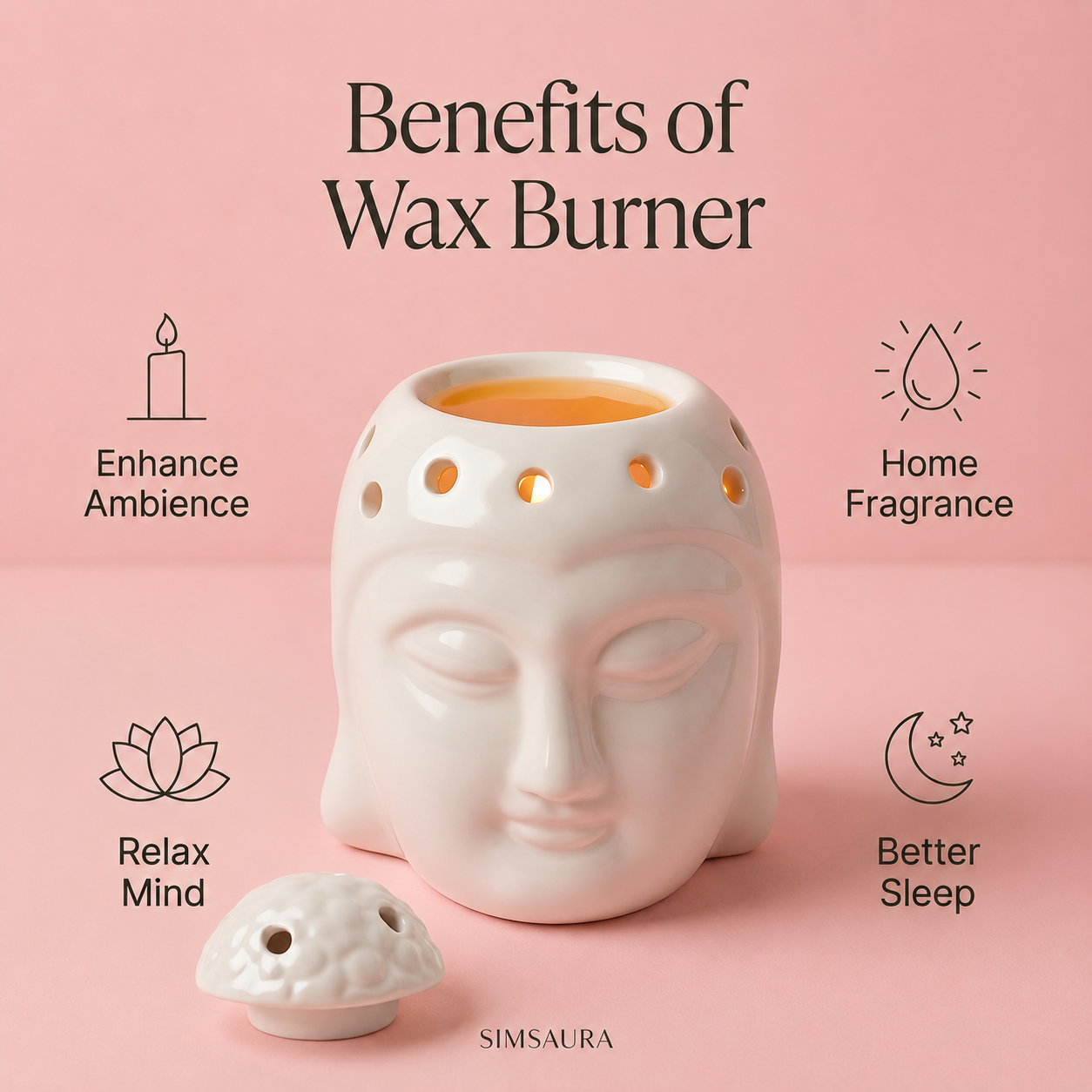 Ceramic Wax Melt Gift Set – Burner + 3 Soy Fragrance Bars + 3 × Tealight / 1 × Glass Matchstick Bottle