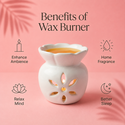 Ivory Bloom Wax Melt Burner – Ceramic Tealight Warmer