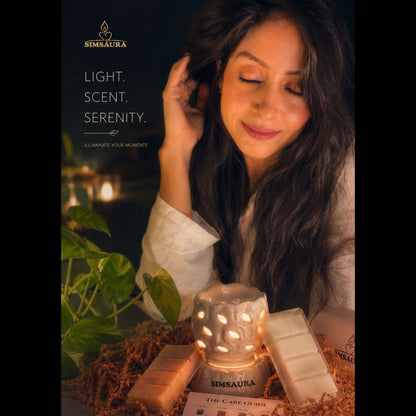 Electric Fragrance Burner Gift Set with Premium Soy Wax Melts | Home Fragrance Diffuser | Long Lasting Aroma for Home | SIMSAURA